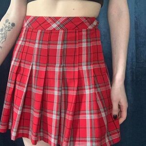 H&M Red Plaid Mini Pleated Skirt Christmas size 4